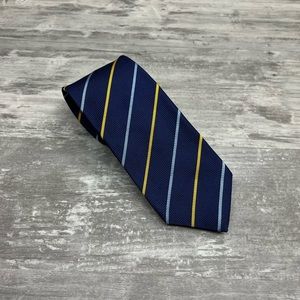 Charles Alexander Navy w/ Gold & Blue Stripe Silk Tie